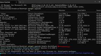 winget command to update Quickshare.