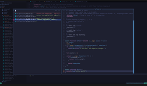 Within a Neovim window, a smaller sub-window appears, split vertically into two sections. The smaller window displays the results from a Git hunk search. A list of hunks appears on the left. The relevant changed code appears on the right.