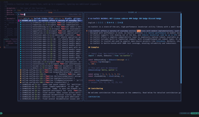 Within a Neovim window, a smaller sub-window appears, split vertically into two sections. The smaller window displays the results from a ripgrep search. A list of relevant search results appears on the left. The matched strings appearon the right.