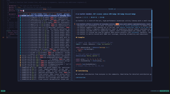 Within a Neovim window, a smaller sub-window appears, split vertically into two sections. The smaller window displays the results from a ripgrep search. A list of relevant search results appears on the left. The matched strings appearon the right.