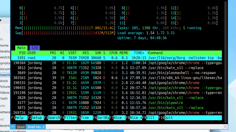 Yakuake aberto em um desktop Linux.