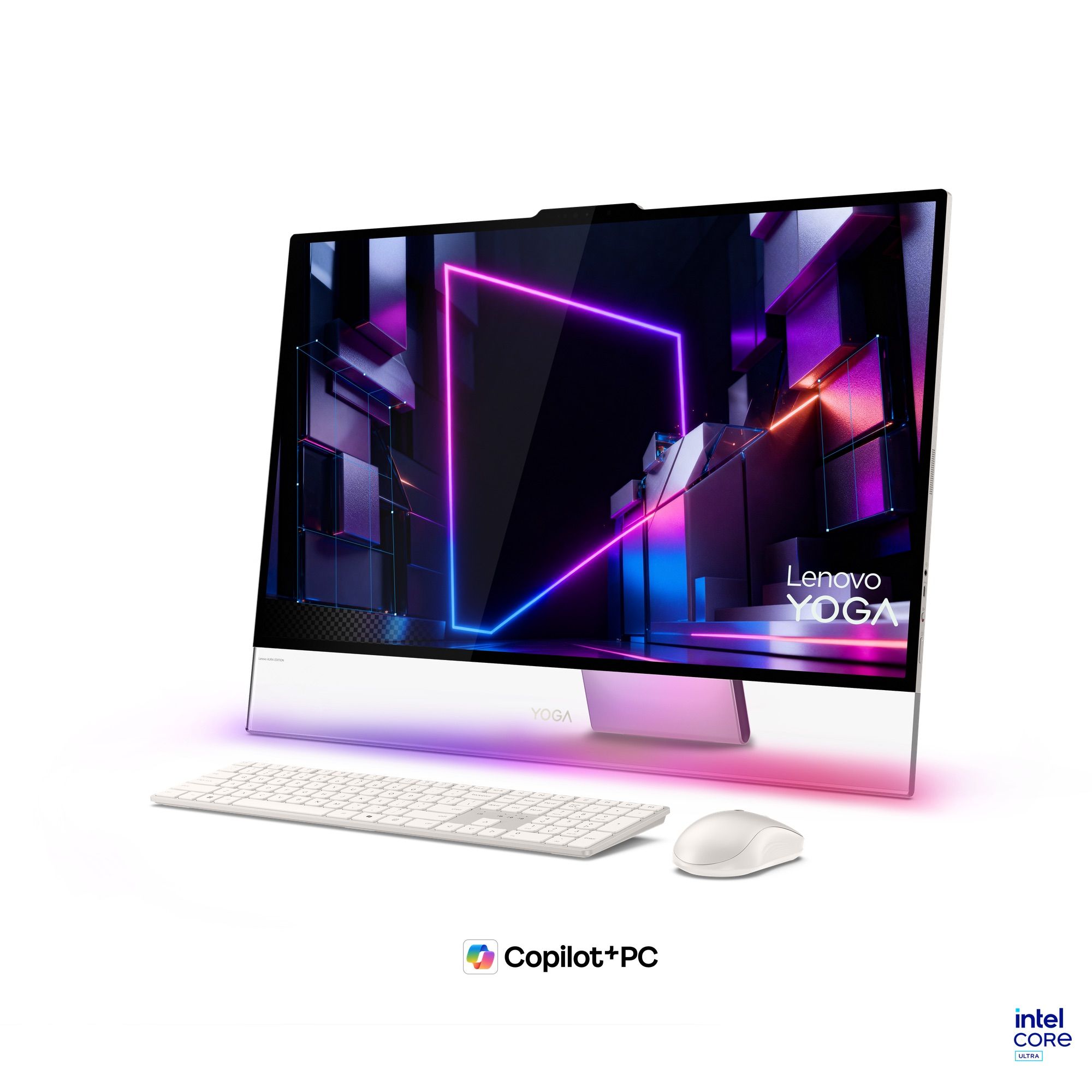 This Lenovo all-in-one PC desktop has ambient lighting and a 32-inch OLED