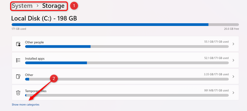 Checking how much storage space Downloads folder is using.