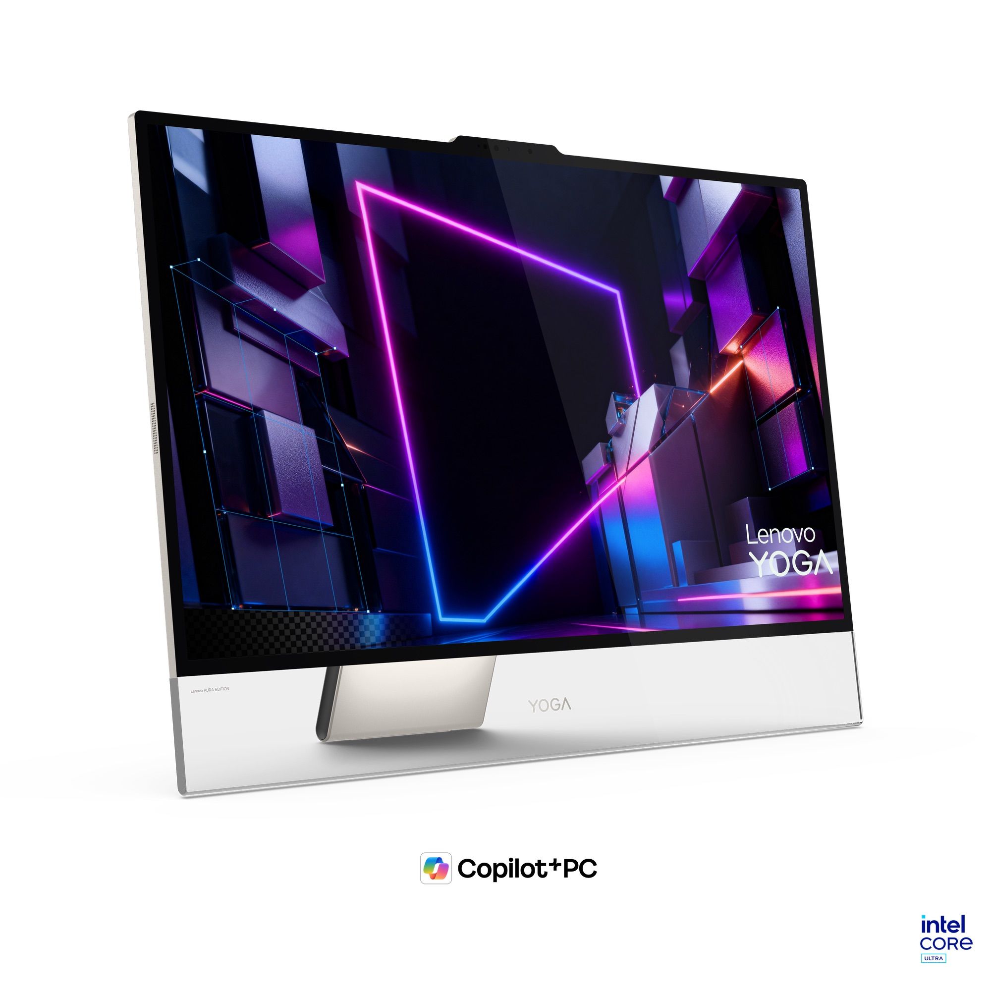 This Lenovo all-in-one PC desktop has ambient lighting and a 32-inch OLED