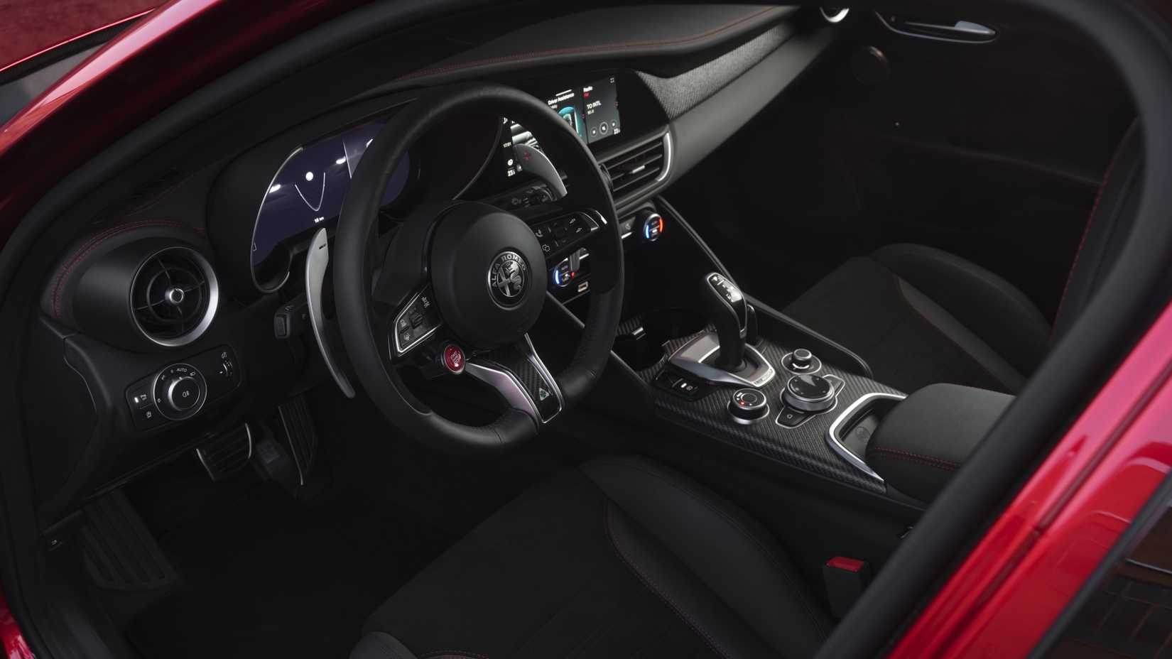 Interior shot of the dashboard in a 2026 Stelvio Quadrifoglio Collezione