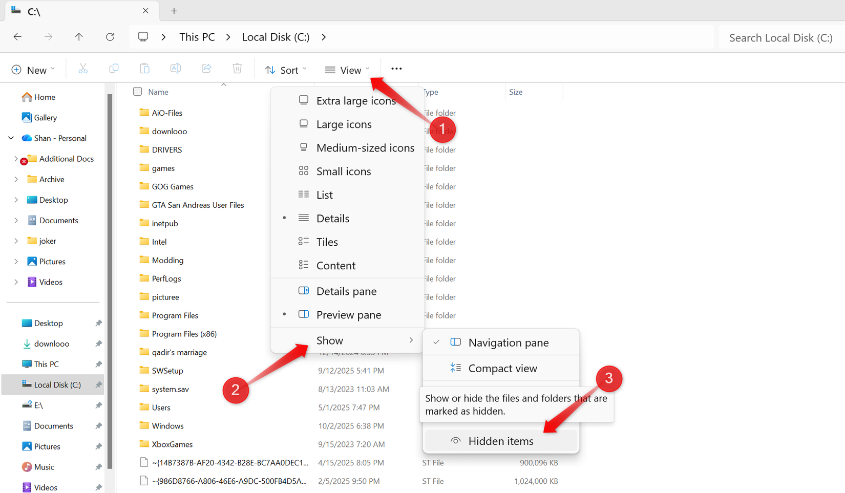 Windows features secretly eating up your storage: How to reclaim GBs now 4 Unhiding files in the C drive in Windows.