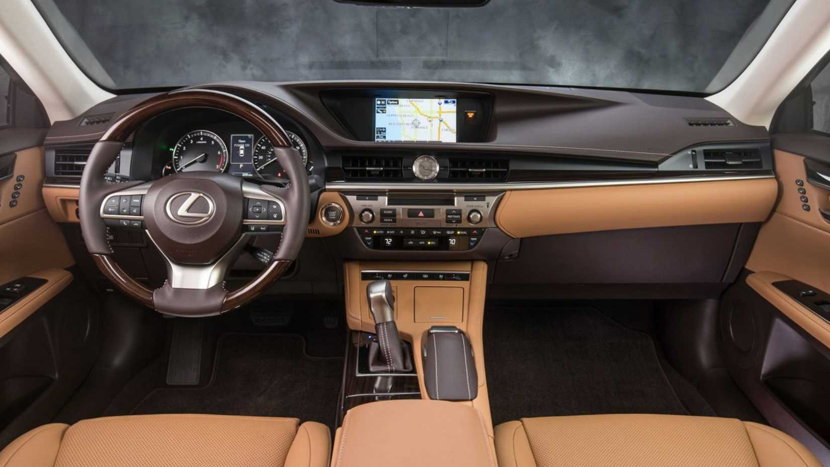 Shot of the dashboard and interior in a 2016 Lexus ES 350