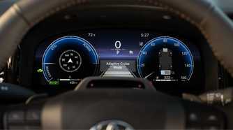 Close-up shot of the digital instrument cluster in a 2026 Toyota Camry XSE.