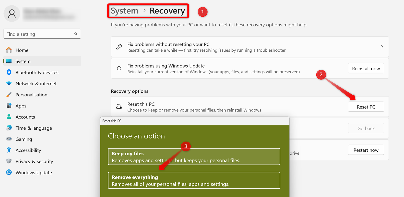 Reset your Windows PC by deleting everything through the Settings app.