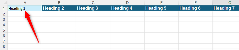 The header cell in Excel is formatted differently than other header cells.
