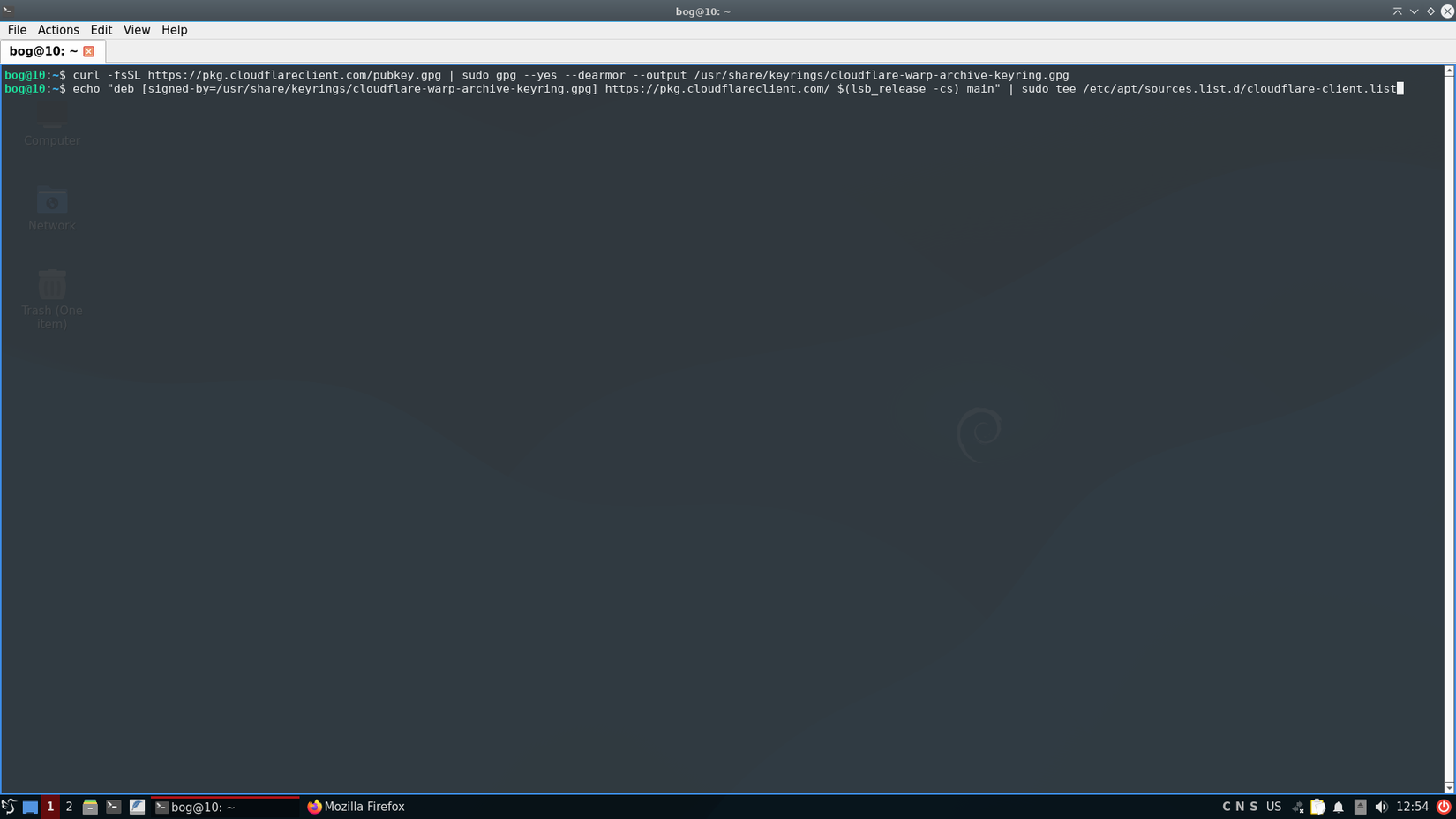 Adicionando o repositório Cloudflare ao APT.