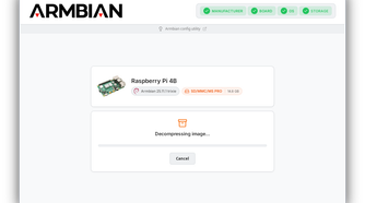 Armbian Imager decompressing an image file.