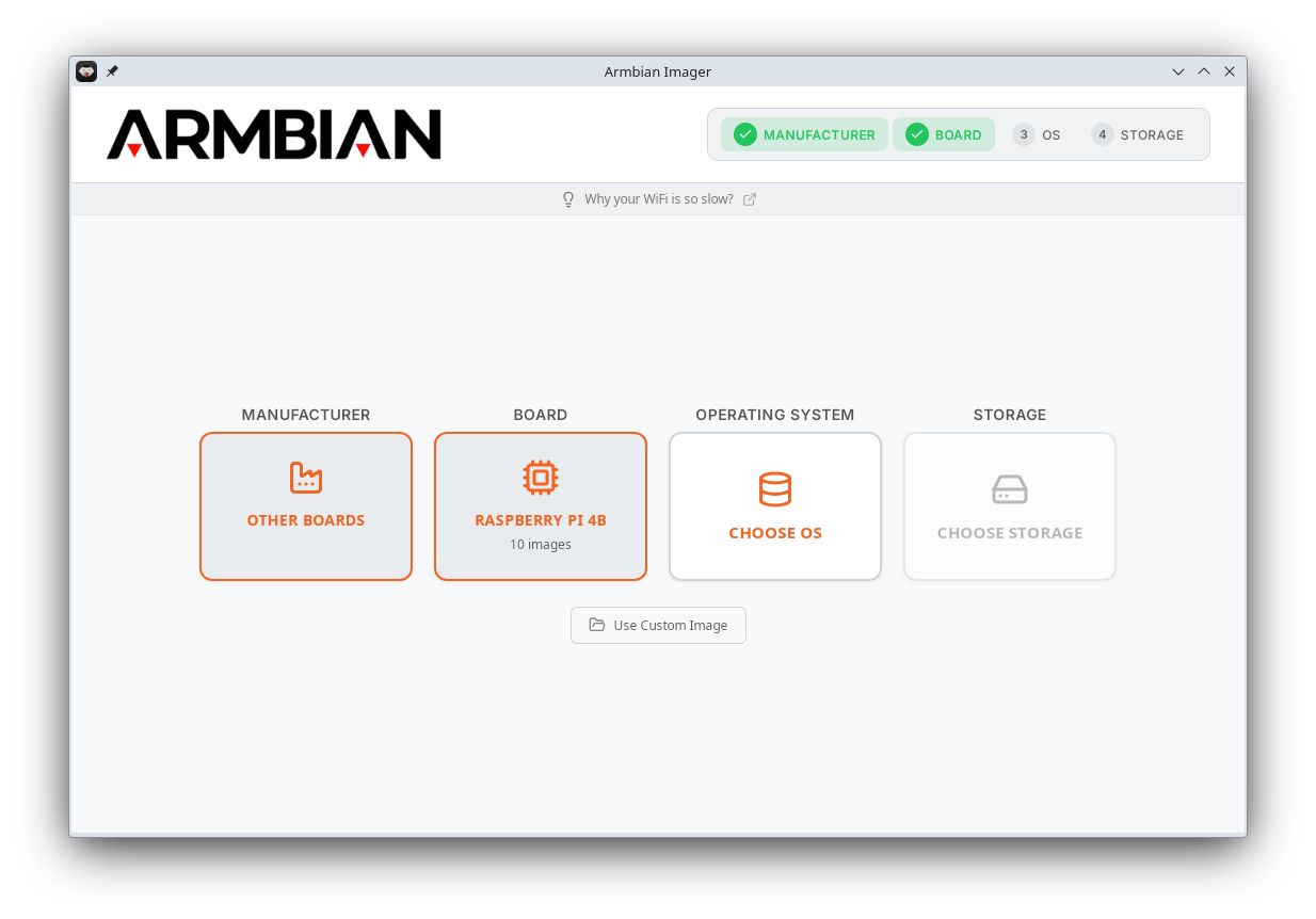 Armbian Imager main interface.