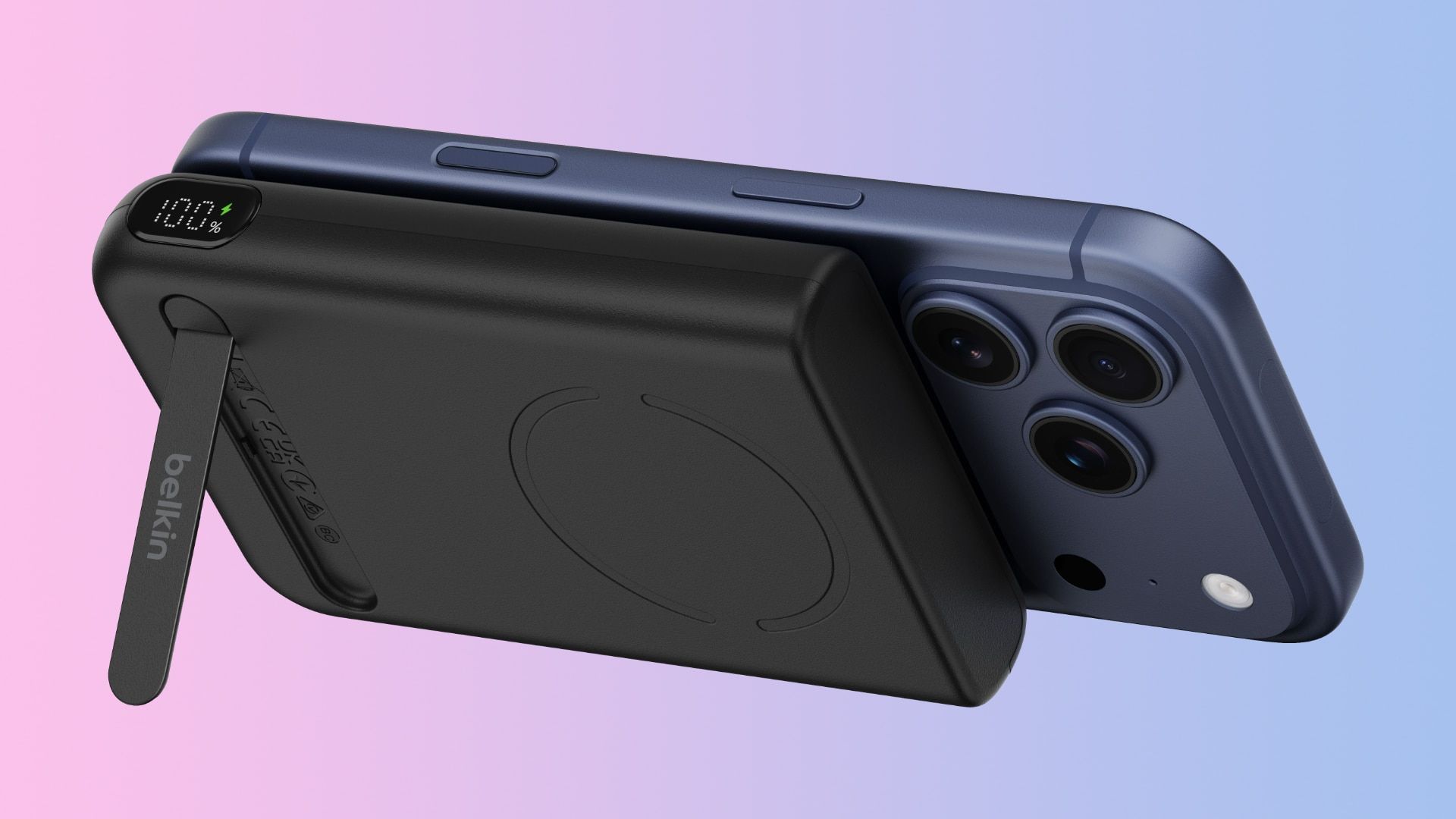 Belkin's new magnetic power bank has a kickstand and LED screen