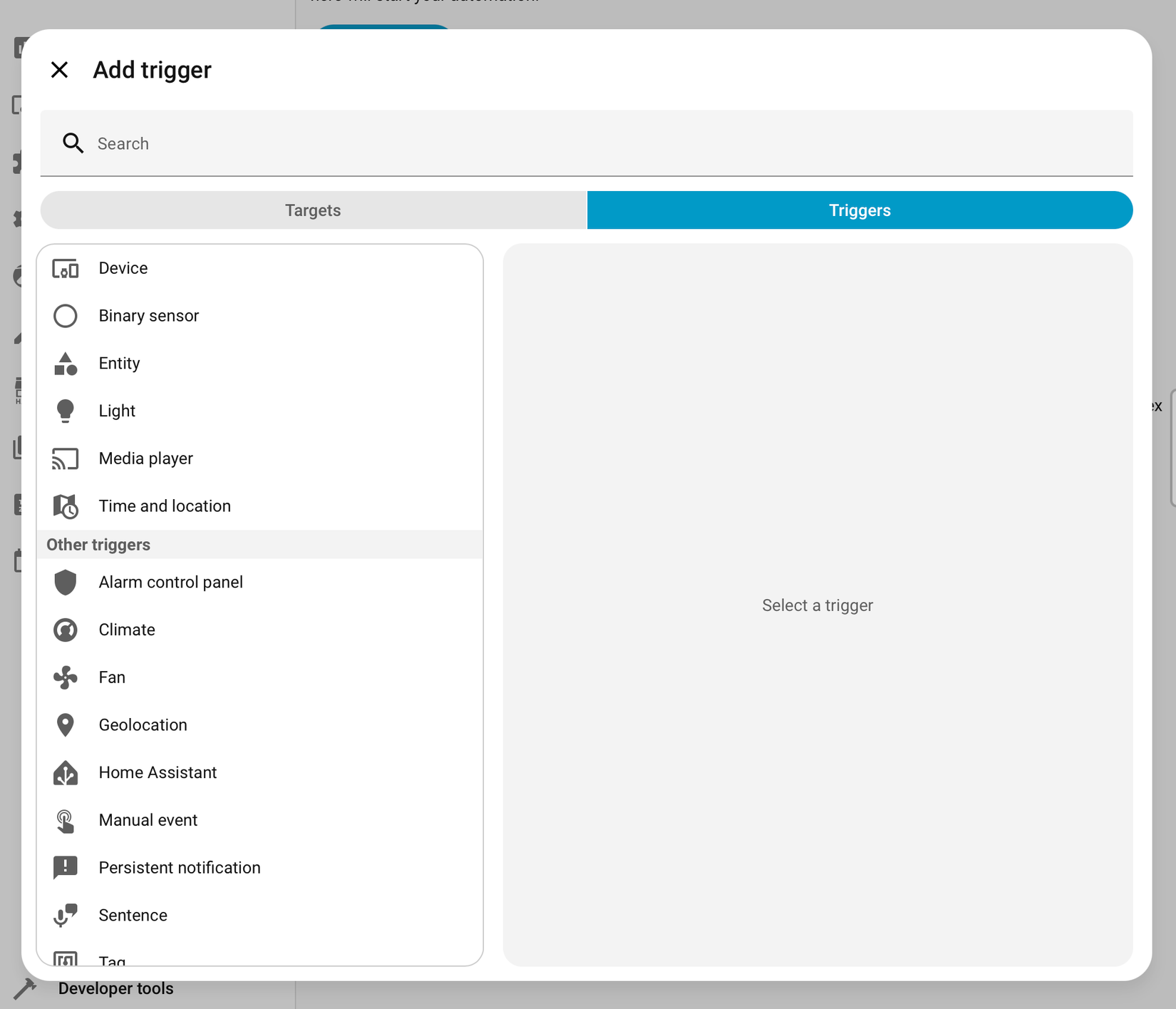 Building triggers after enabling purpose-built experimental features.