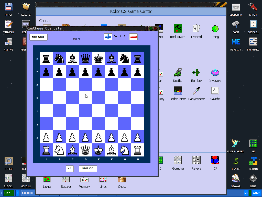 Playing chess on KolibriOS.