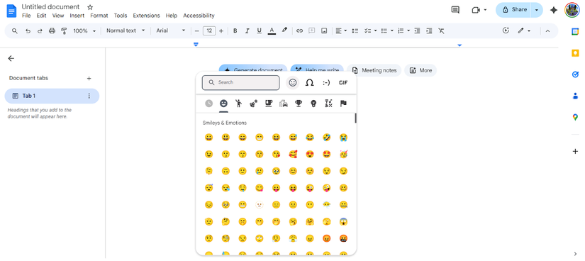Chome OS Emoji picker.