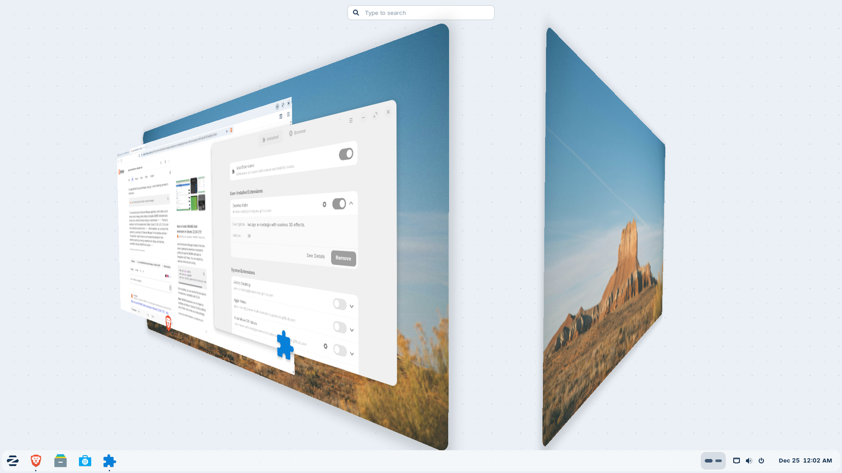 Cubular desktop on GNOME.