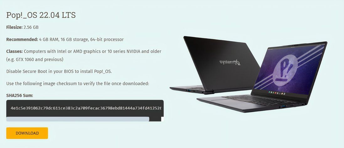 Download-Pop!_OS 22.04 LTS-intel-AMD