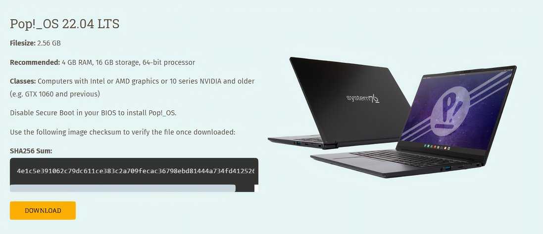 Download-Pop!_OS 22.04 LTS-intel-AMD