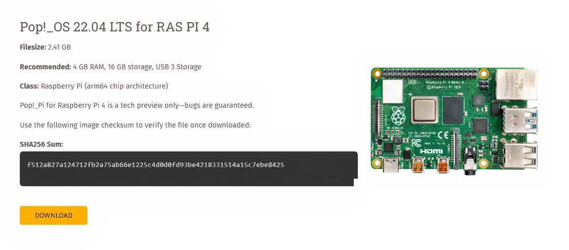 Download-Pop!_OS 22.04 LTS-Ras-Pi-4