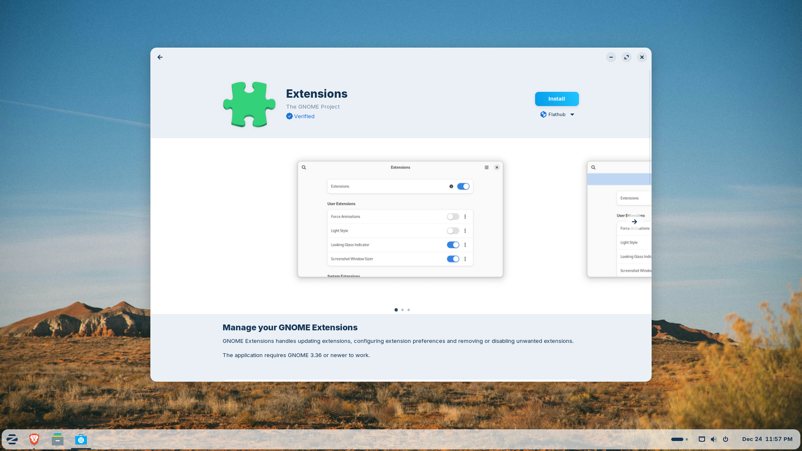 Extensions manager on GNOME.