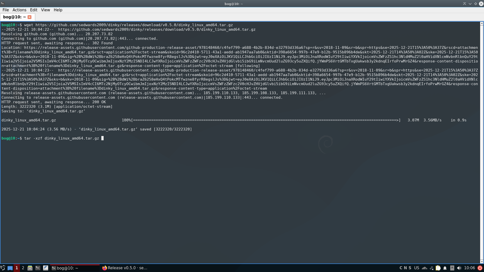 Extrayendo el tarball Dinky.