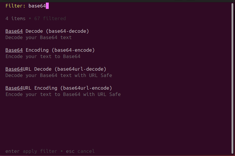 Filtering text operations in the interactive mode of the sttr tool.
