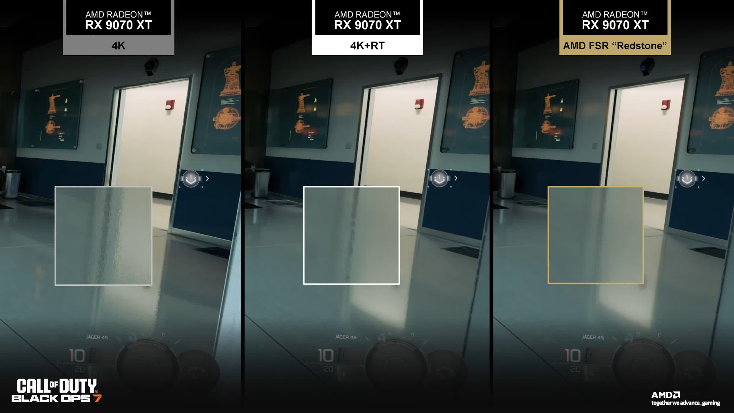 A slide showing how FSR Ray Regeneration improves the quality of ray tracing effects. 