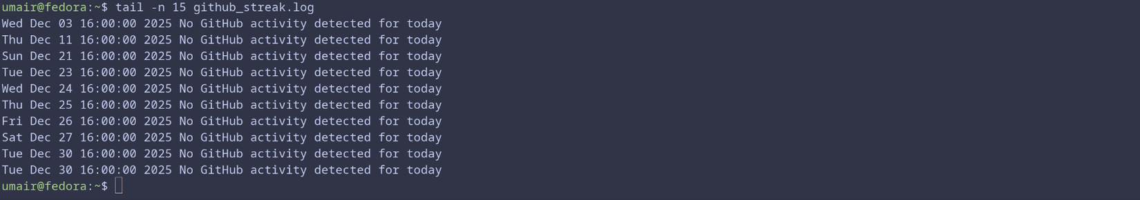 log do notificador de sequência do github 