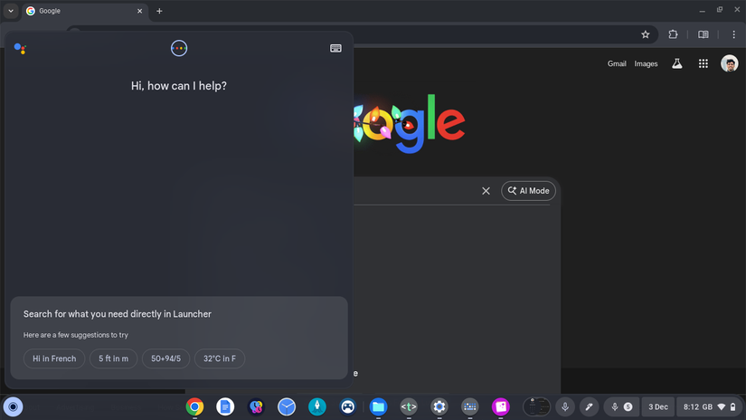 google assistant opened in chromebook