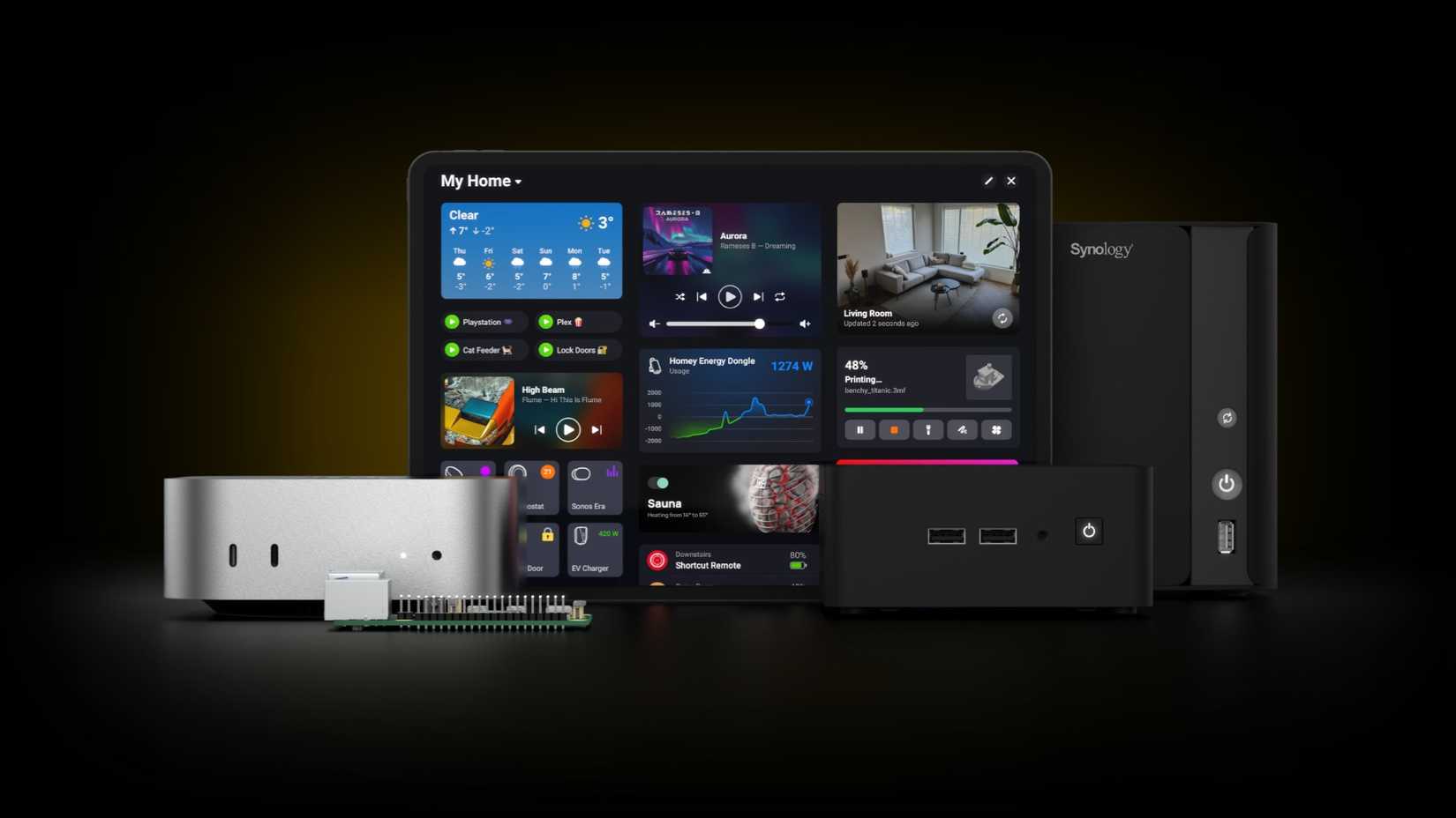 Homey Self-Hosted Server with various PCs and NAS boxes