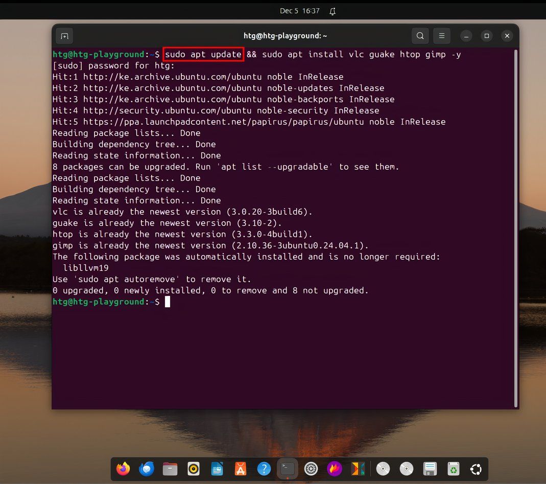 How to string commands and install multiple packages in the Linux terminal-command-string-example 1