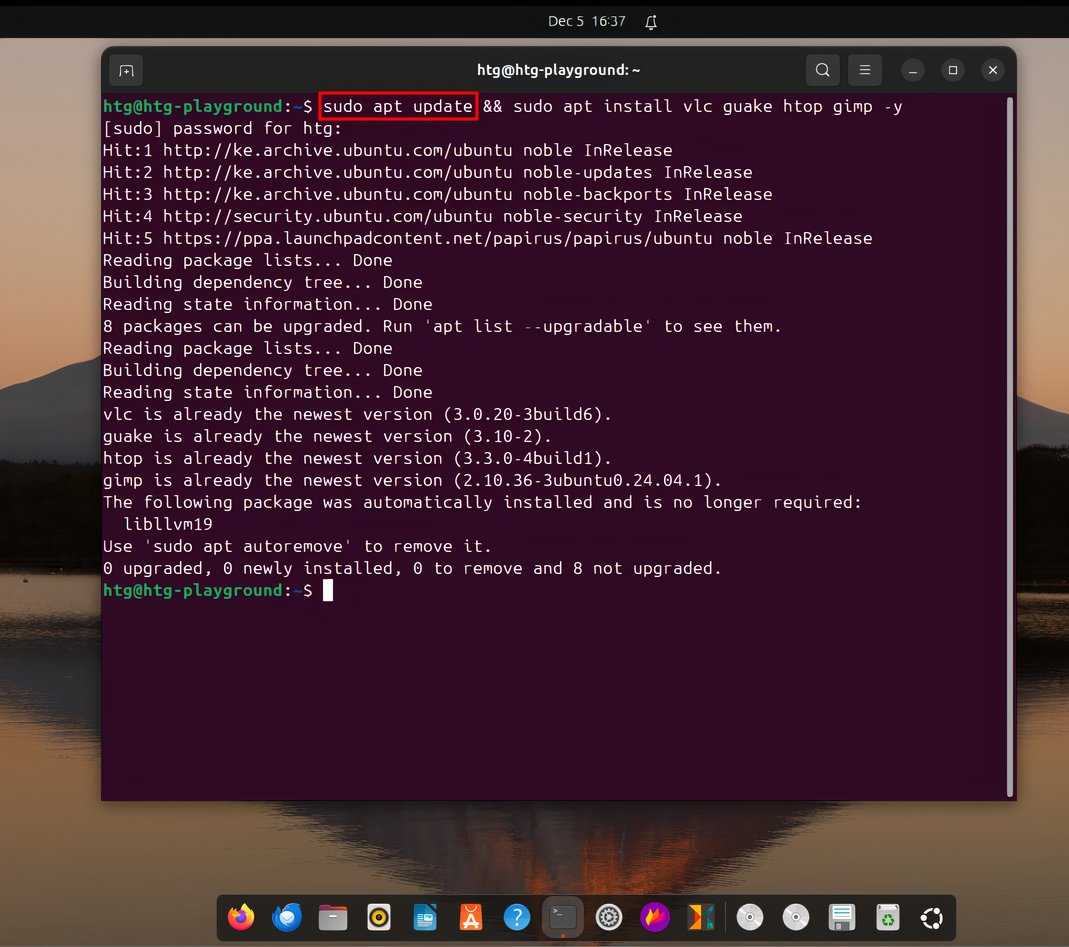 How to string commands and install multiple packages in the Linux terminal-command-string-example 1