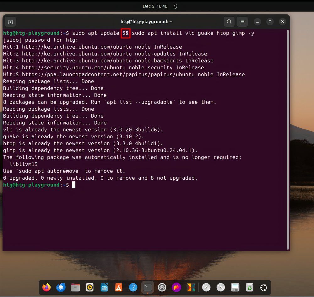 How to string commands and install multiple packages in the Linux terminal-command-string-example 2