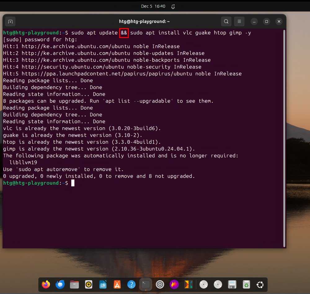 How to string commands and install multiple packages in the Linux terminal-command-string-example 2