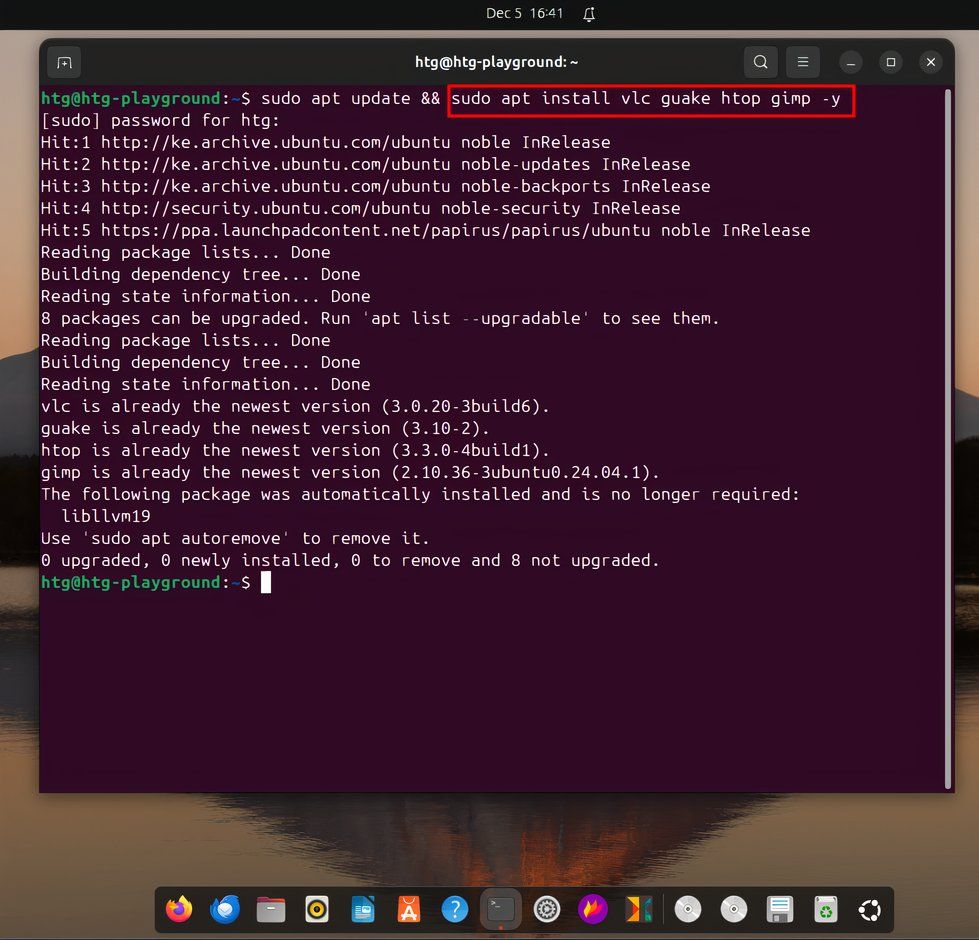 How to string commands and install multiple packages in the Linux terminal-command-string-example 3