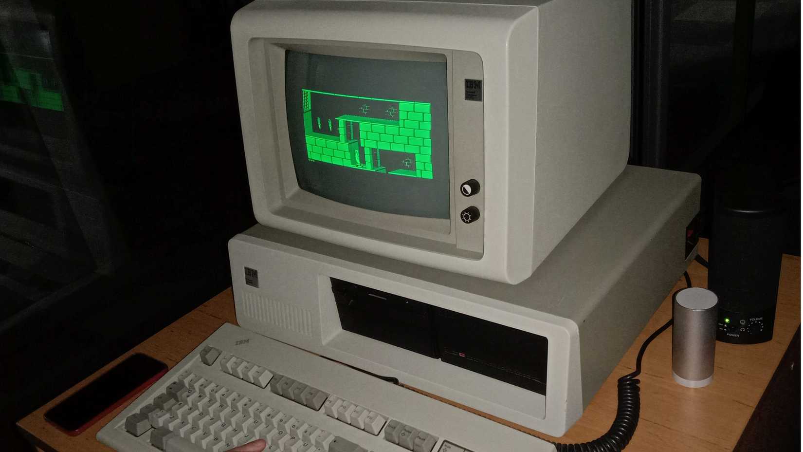 IBM PC Model 5150 with a monochrome display.