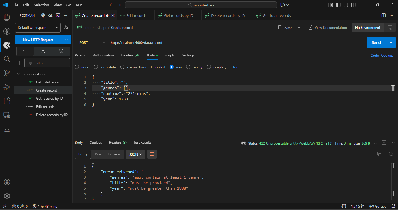 Image showing the use of Postman tool (6)-2
