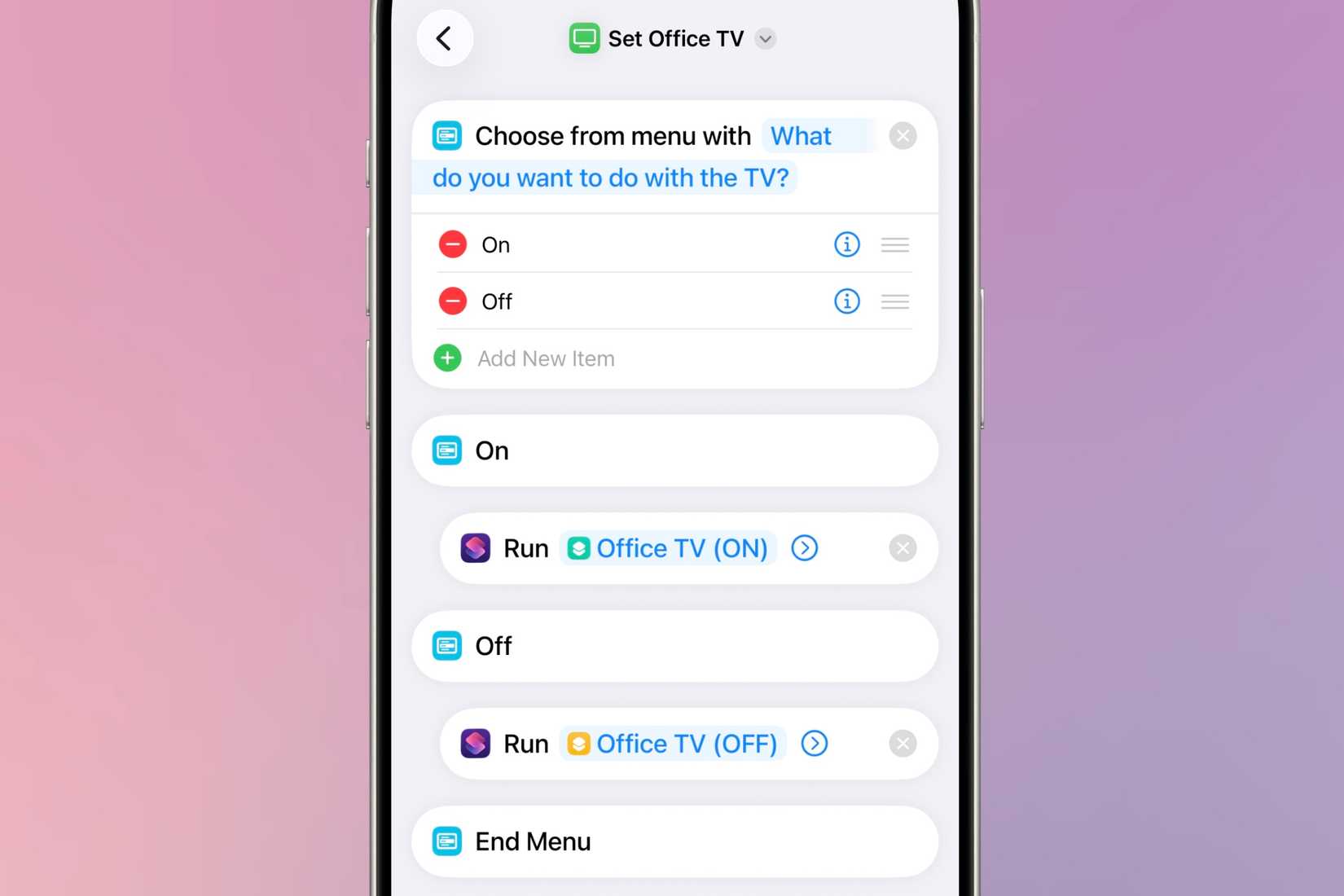 Siri shortcut designed to control old TVs via IR blasters.