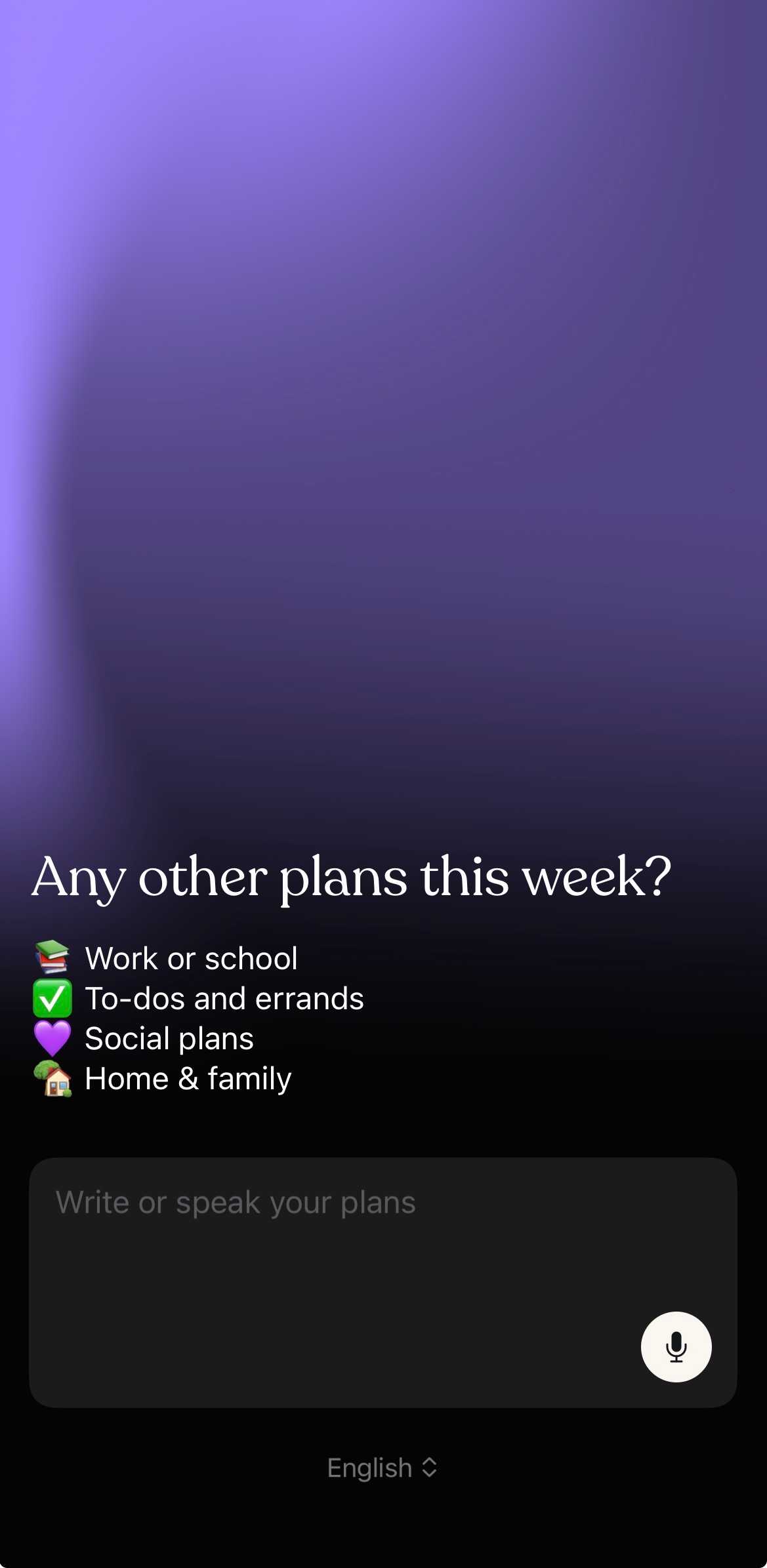 Setting up Tiimo by customizing plans.