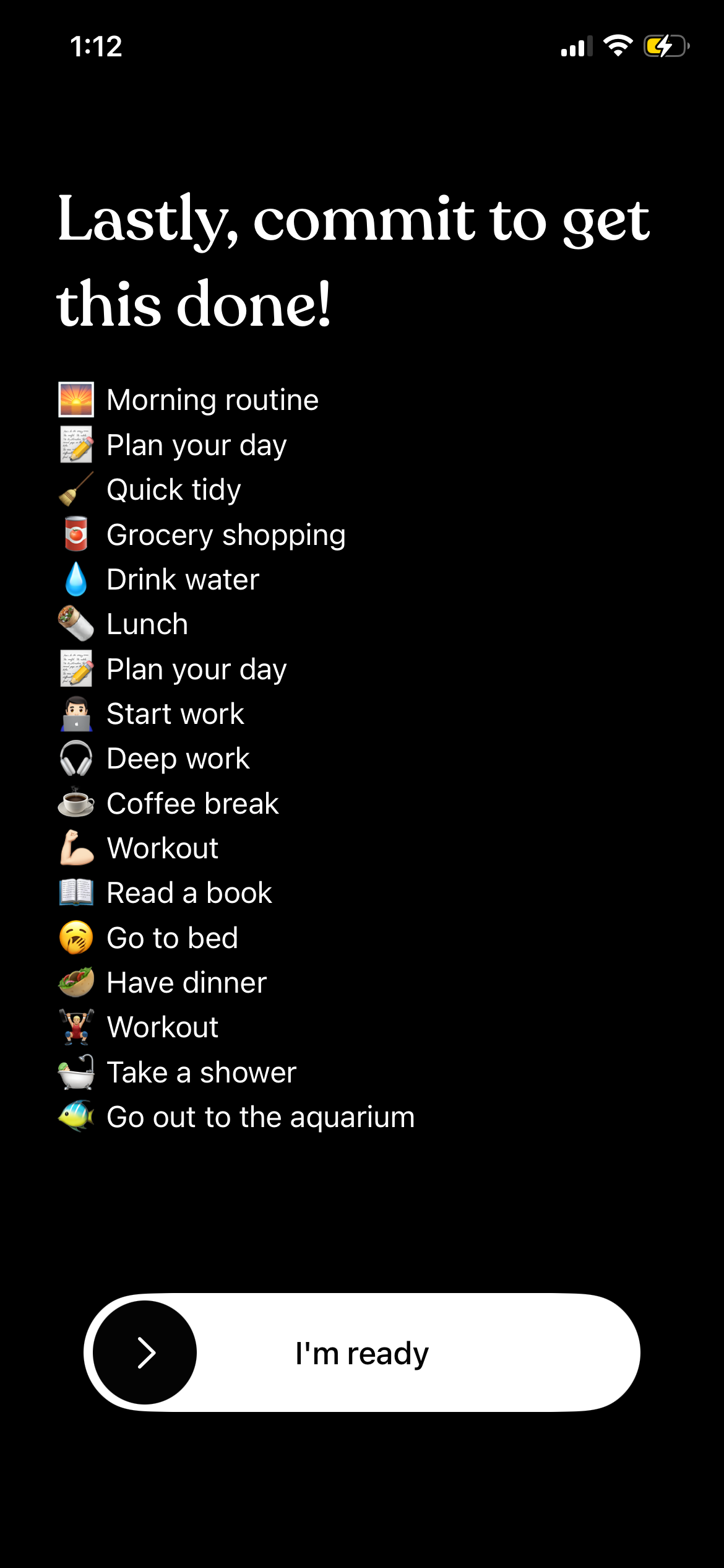 Setting up Tiimo by customizing routine options.