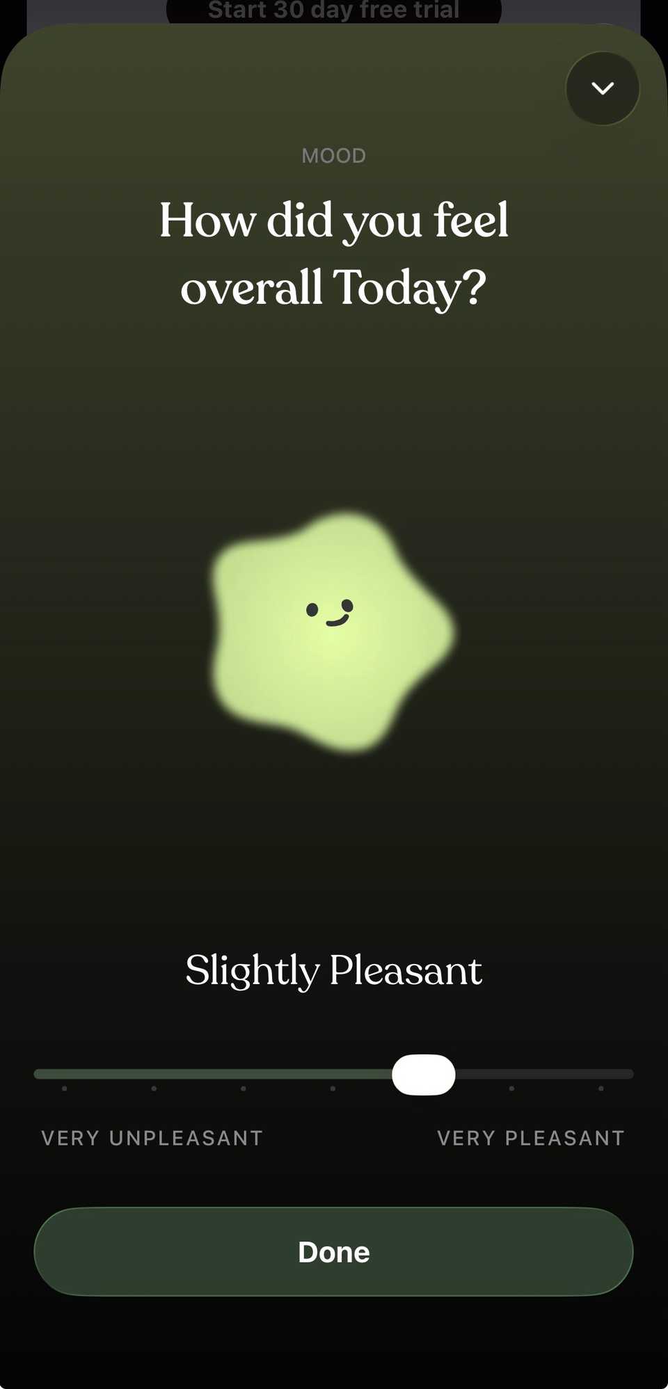 Usando a integração Apple Health do Tiimo para registrar o clima do dia.