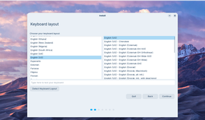 Choosing the keyboard layout.