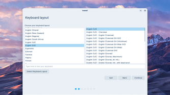 Choosing the keyboard layout.