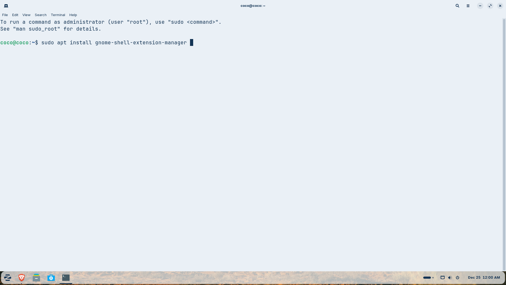 Installing GNOME extensions manager using APT
