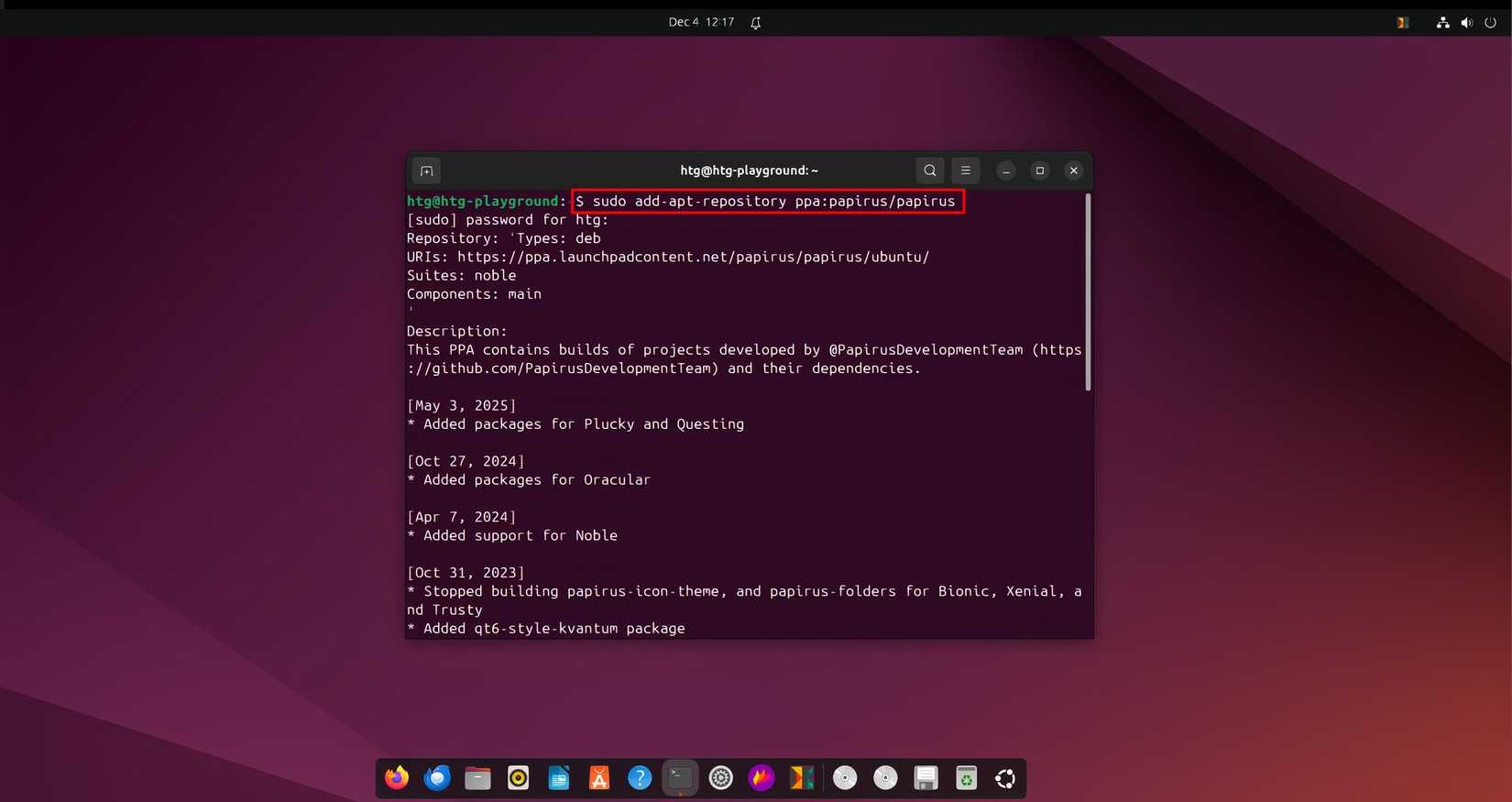 Instalando Papirus no terminal Linux