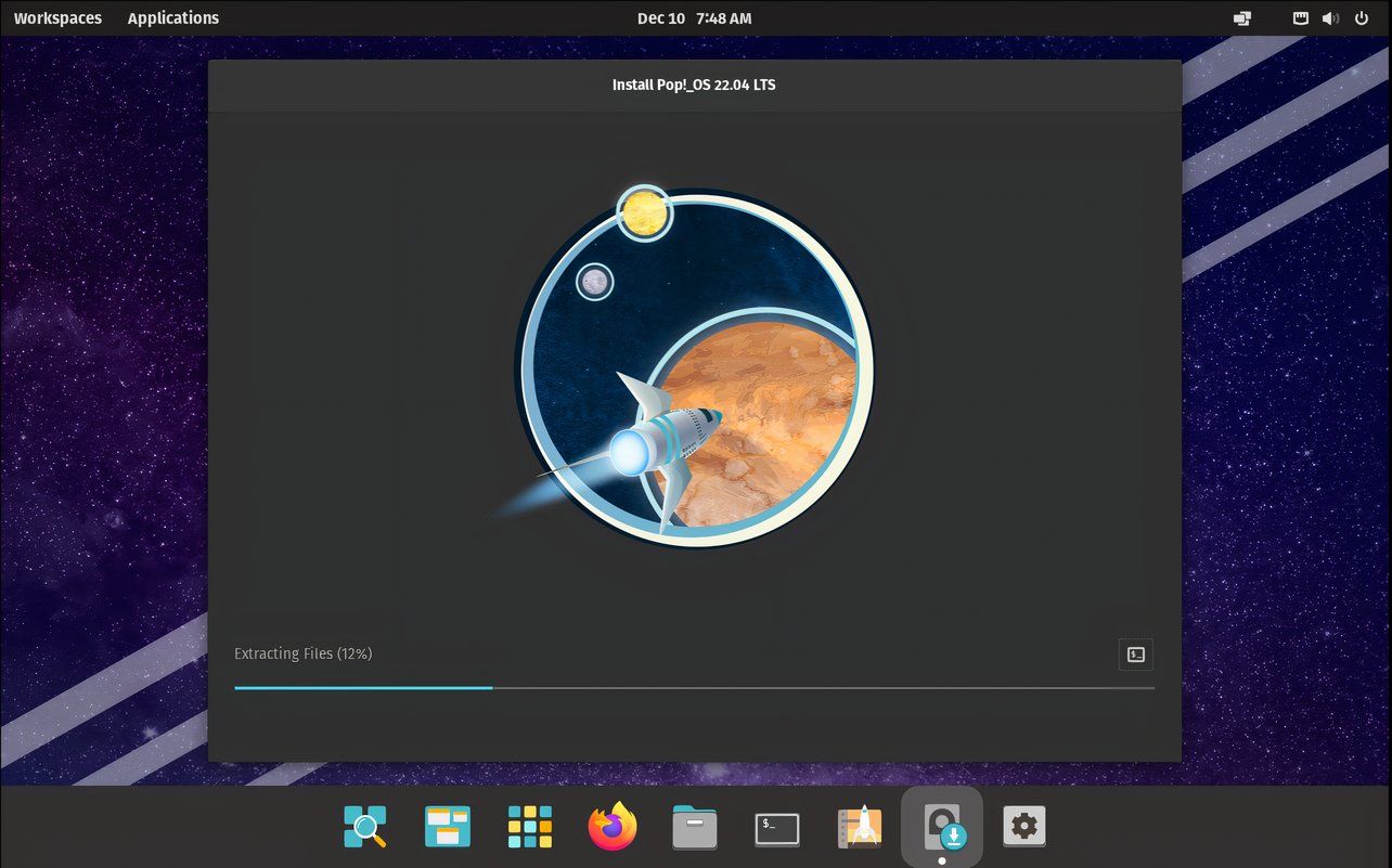 Installing-pop-_OS-file extraction and OS installation