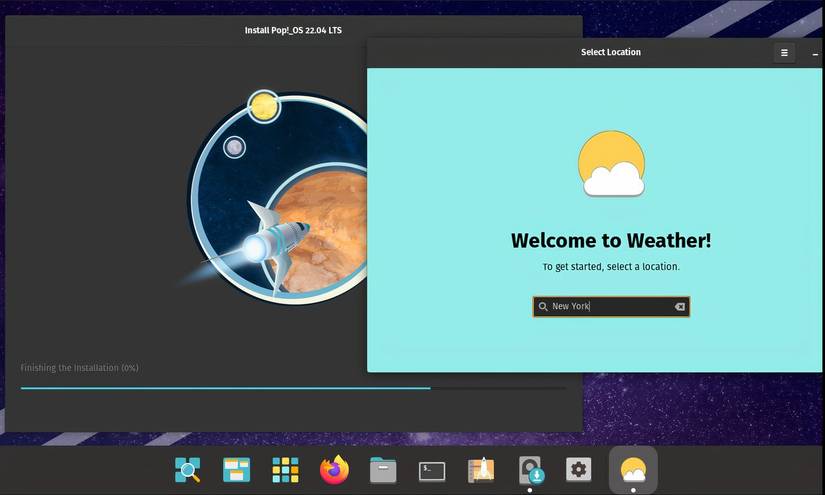 Instalando o processo de instalação do Pop!_OS ao usar aplicativos integrados