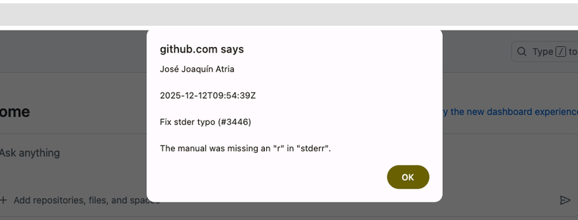 Uma leitura de alerta do navegador da web 
